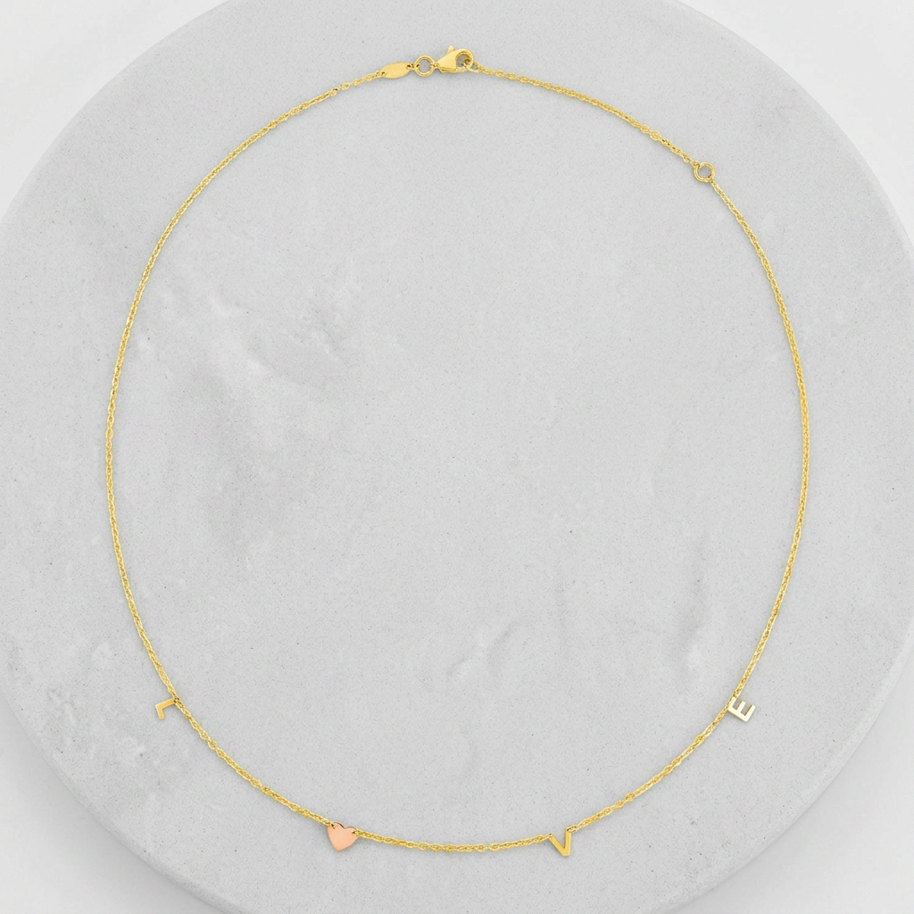 14k Two Tone Gold Love Necklace DestGlow