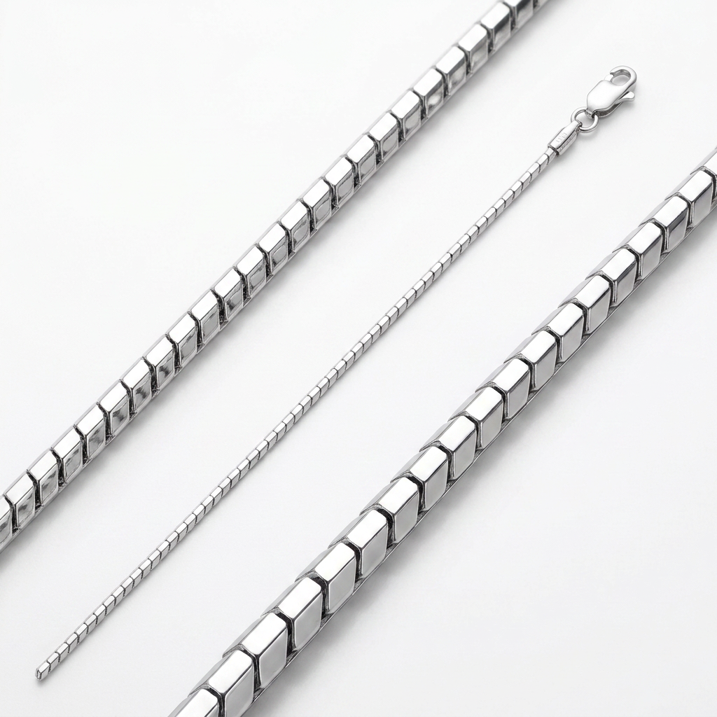 Sterling Silver Rhodium Plated Octagonal Snake Chain 0.9mm DestGlow