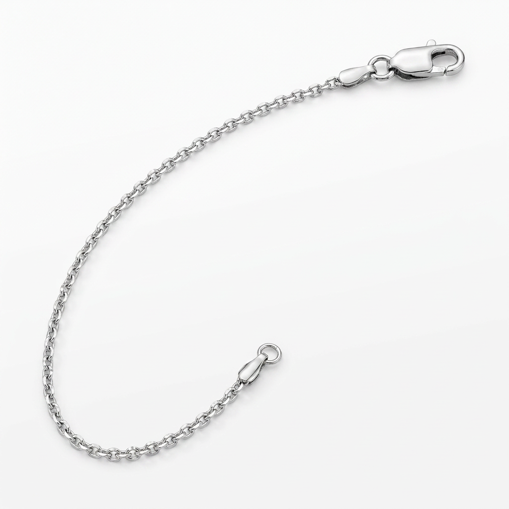 14k White Diamond Cut Cable Link Chain 0.8mm DestGlow