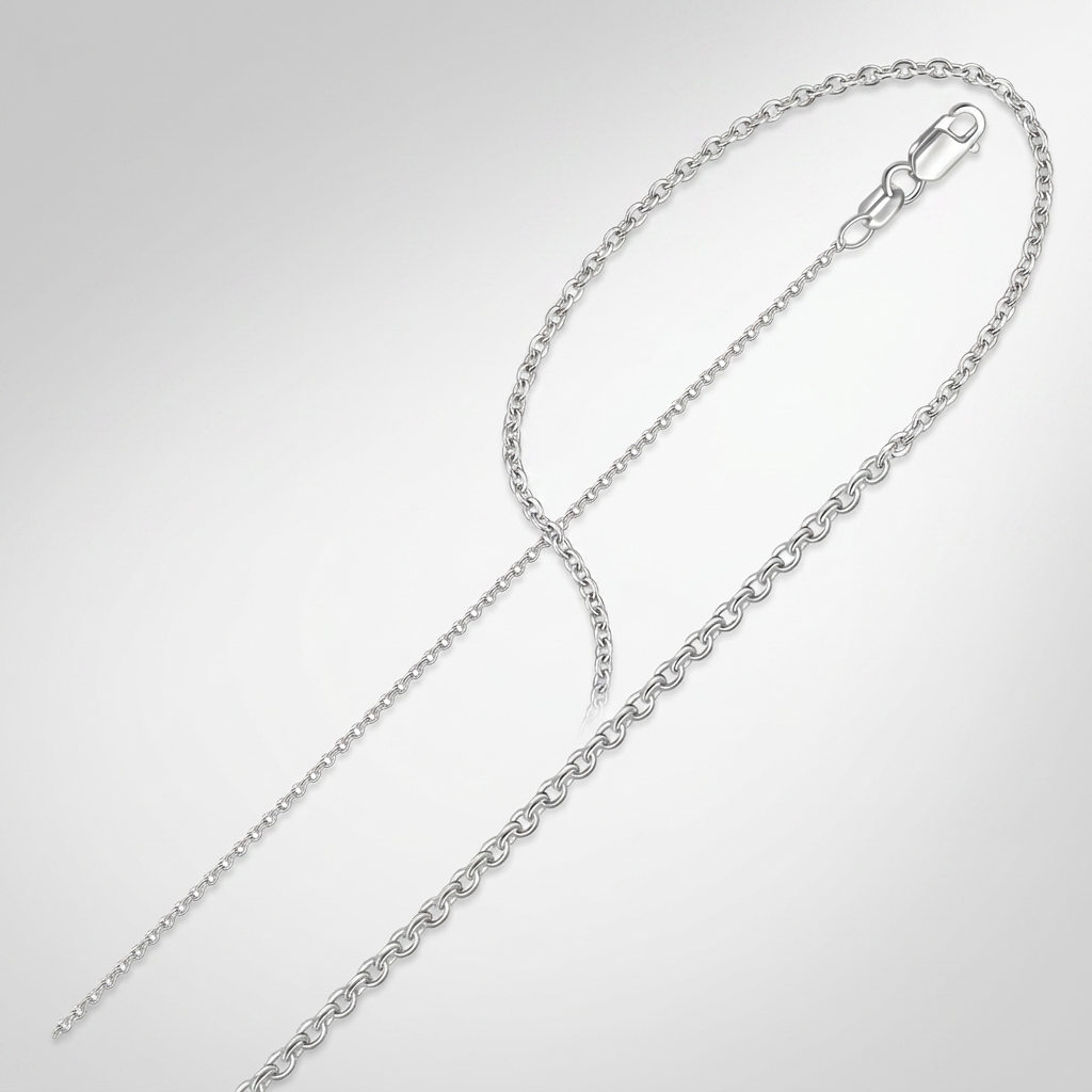 14k White Gold Round Cable Link Chain 1.2mm DestGlow