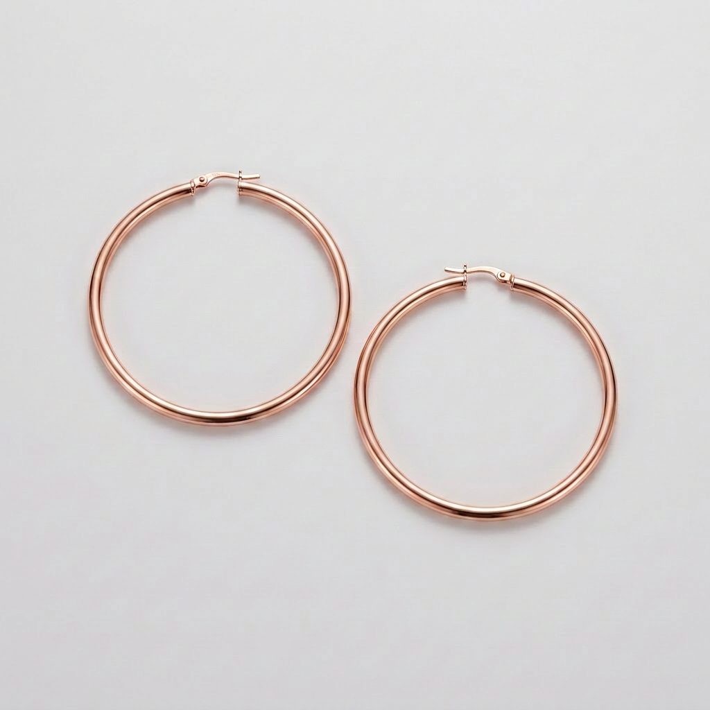 14k Rose Gold Polished Hoop Earring (25 mm) DestGlow
