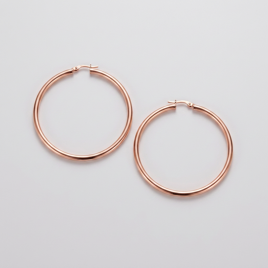 14k Rose Gold Polished Hoop Earring (25 mm) DestGlow