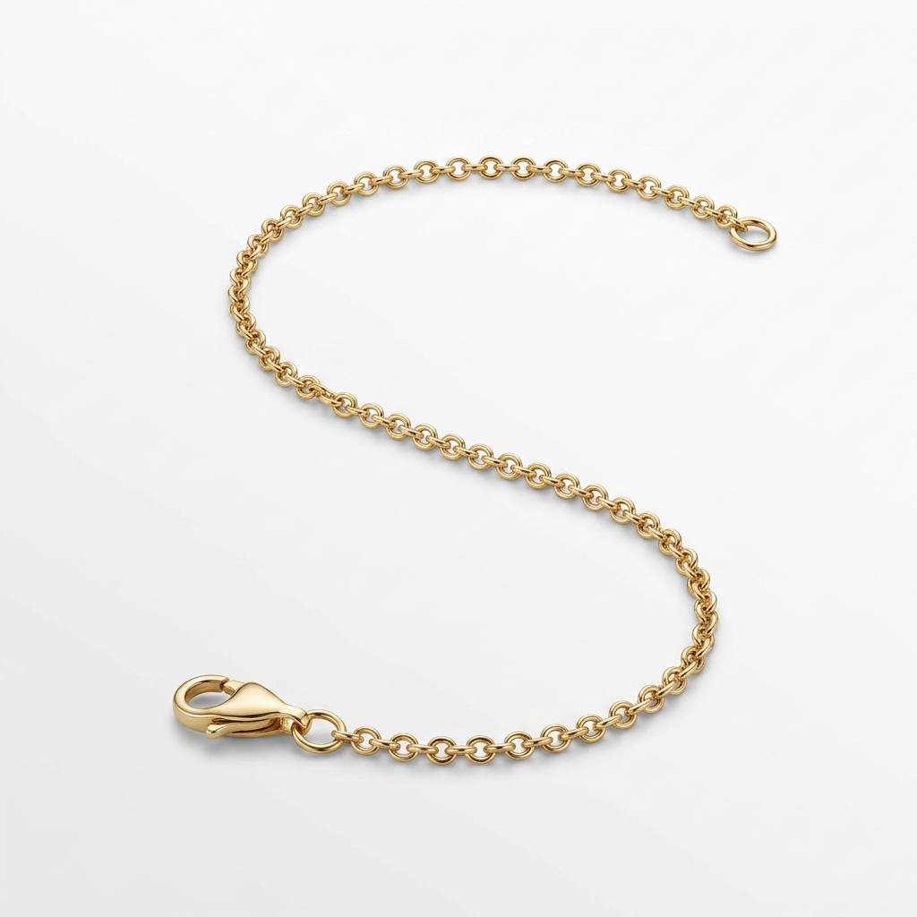 14k Yellow Gold Round Cable Link Chain 0.7mm DestGlow