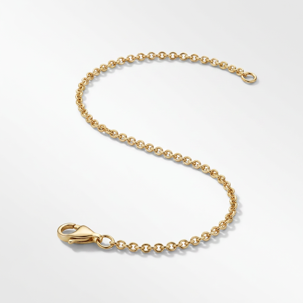 14k Yellow Gold Round Cable Link Chain 0.7mm DestGlow