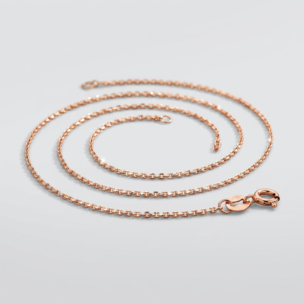 14k Pink Gold Diamond Cut Cable Link Chain 0.8mm DestGlow