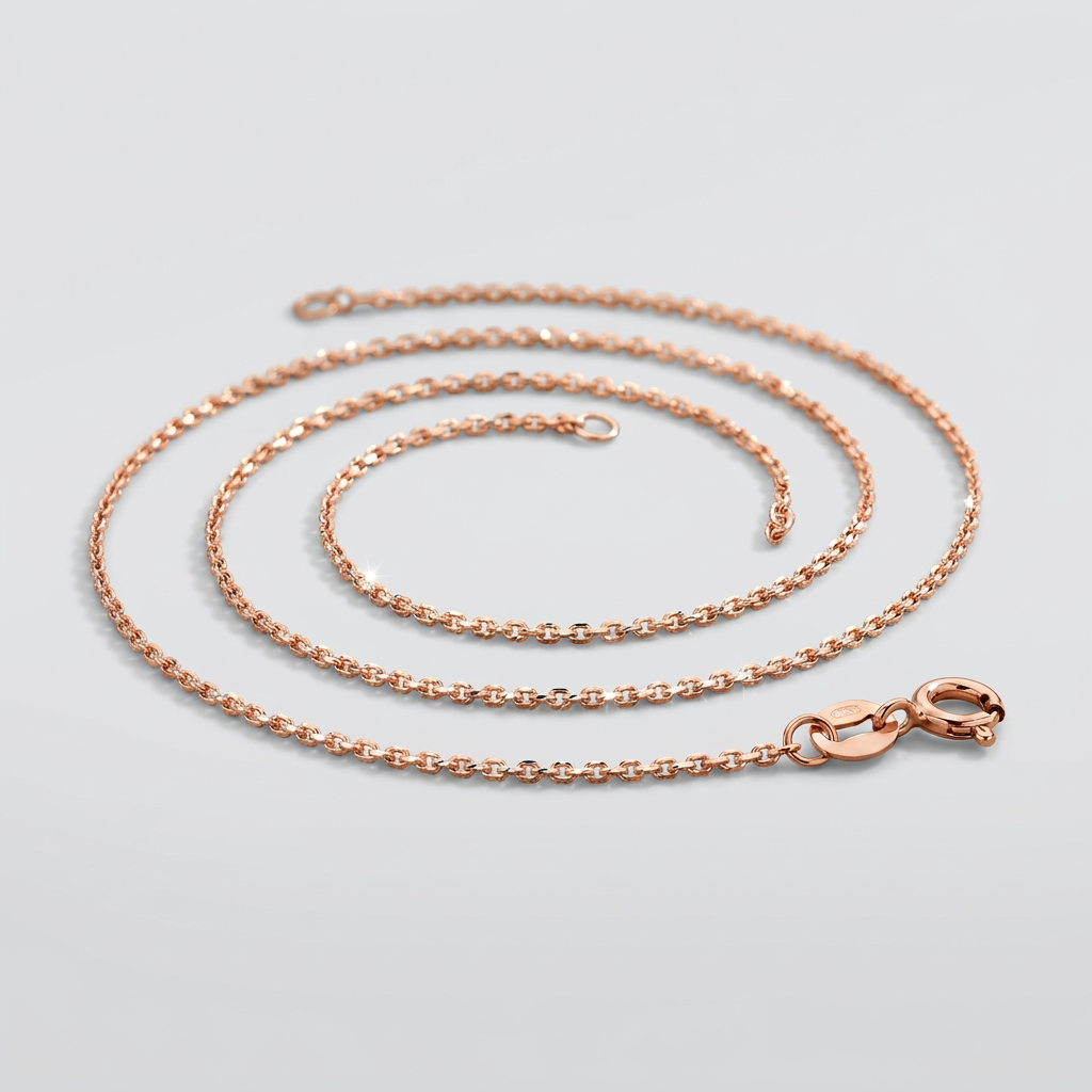 14k Pink Gold Diamond Cut Cable Link Chain 0.8mm DestGlow
