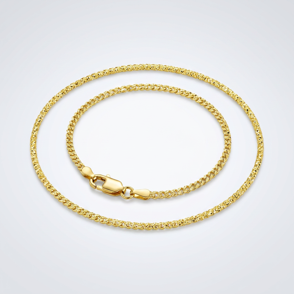14k Yellow Gold Sparkle Anklet 1.5mm DestGlow