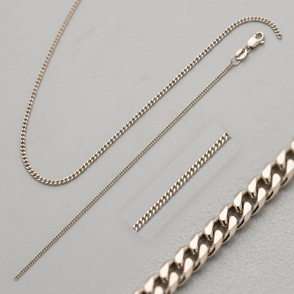 10k White Gold Gourmette Chain 1.5mm DestGlow
