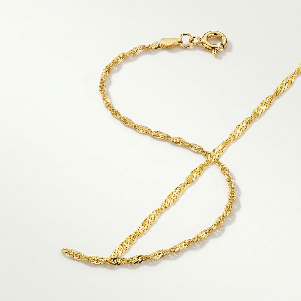 10k Yellow Gold Singapore Anklet 1.5mm DestGlow