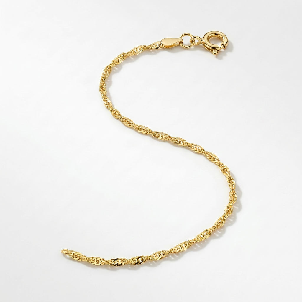 10k Yellow Gold Singapore Anklet 1.5mm DestGlow