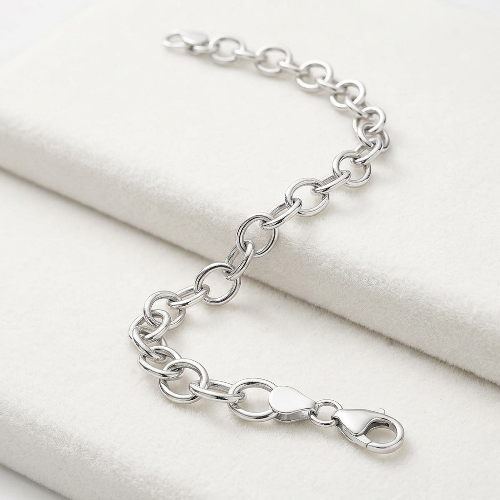 Sterling Silver Rhodium Plated Fancy Charm Bracelet DestGlow