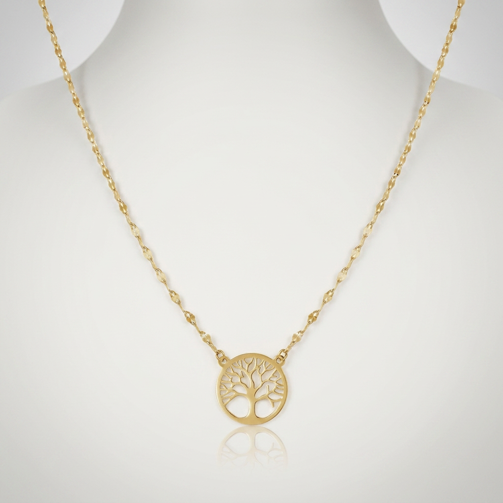 14K Yellow Gold Tree of Life Necklace DestGlow