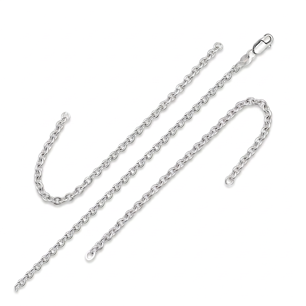 2.3mm Sterling Silver Rhodium Plated Cable Chain DestGlow
