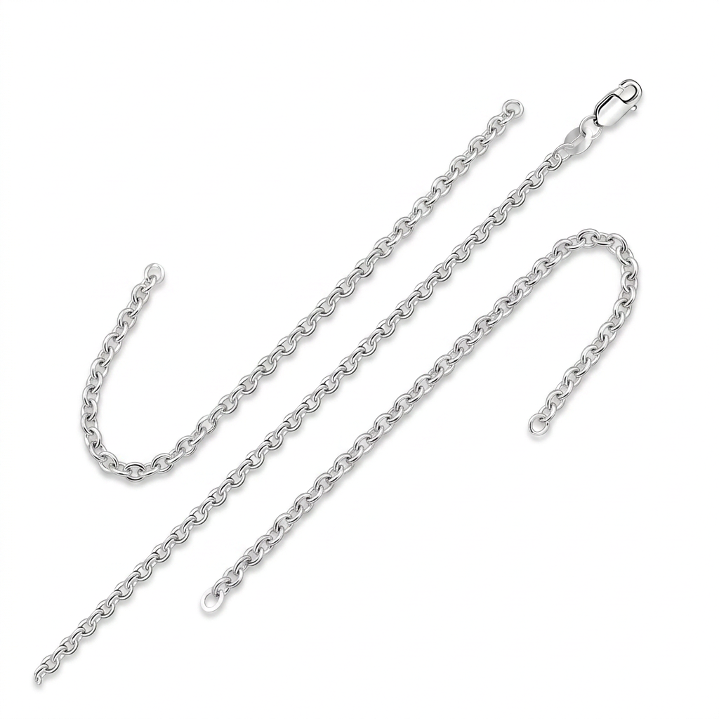 2.3mm Sterling Silver Rhodium Plated Cable Chain DestGlow