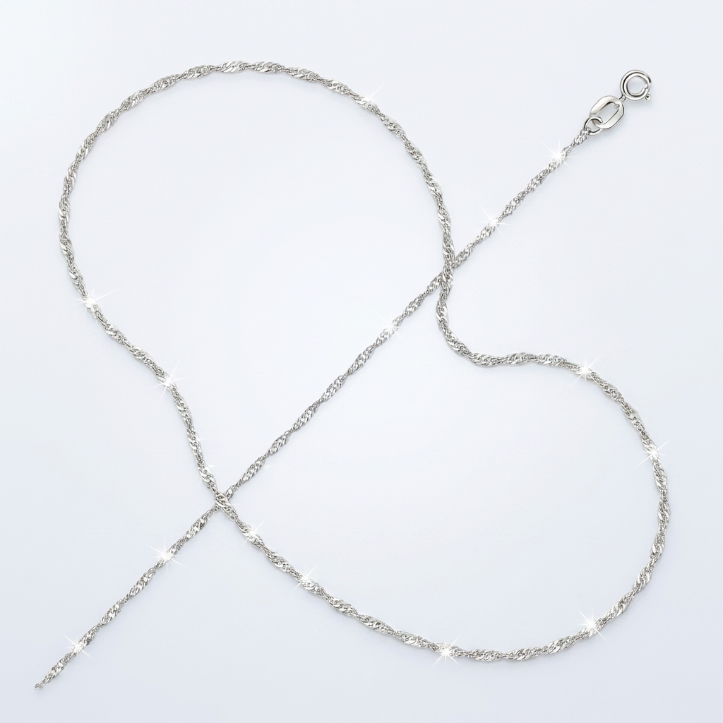 14k White Gold Singapore Chain 1.0mm DestGlow