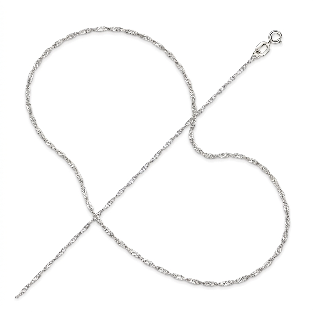 14k White Gold Singapore Chain 1.0mm DestGlow