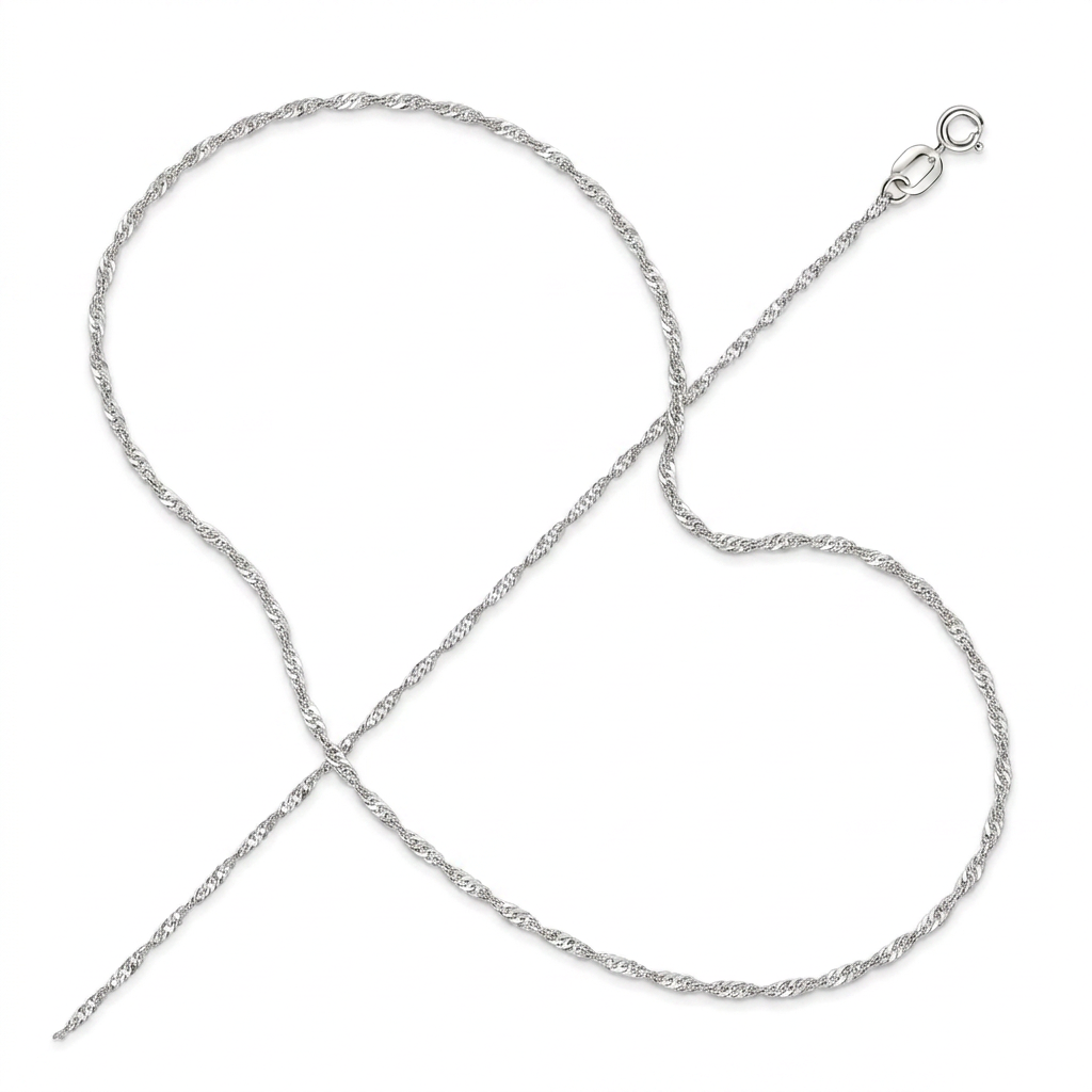 14k White Gold Singapore Chain 1.0mm DestGlow