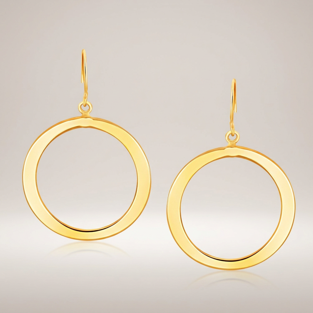 14k Yellow Gold Flat Open Tube Round Earrings DestGlow