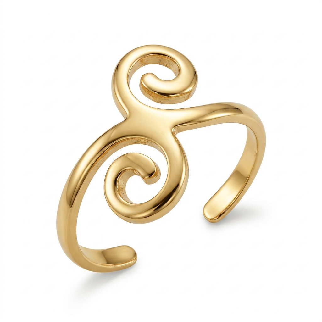 14k Yellow Gold Scrollwork Motif Toe Ring DestGlow
