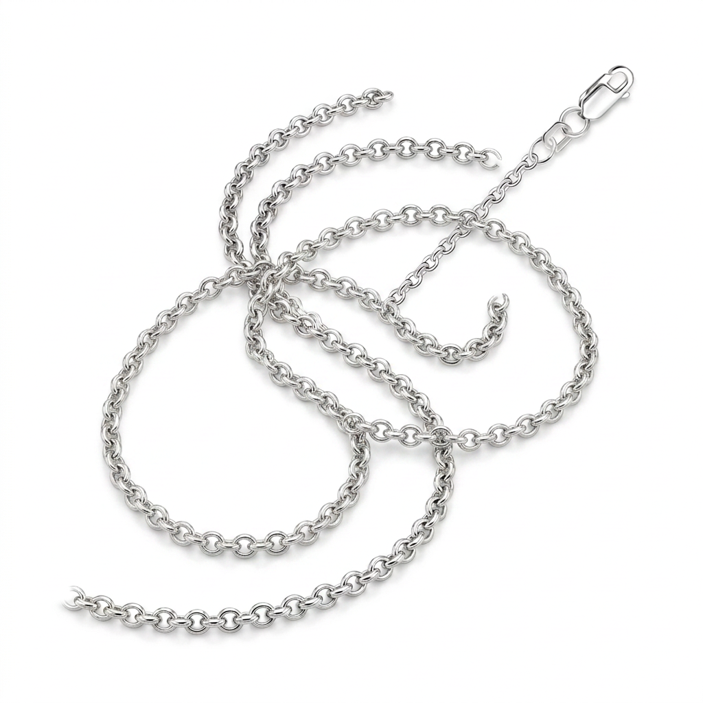 2.3mm 10k White Gold Rolo Chain DestGlow