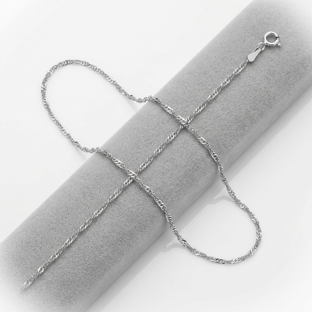 14k White Gold Singapore Chain 1.7mm DestGlow