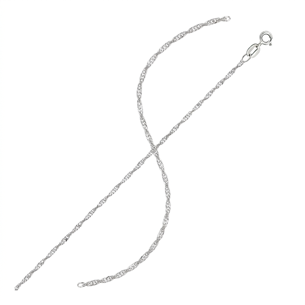 10k White Gold Singapore Chain 1.5mm DestGlow