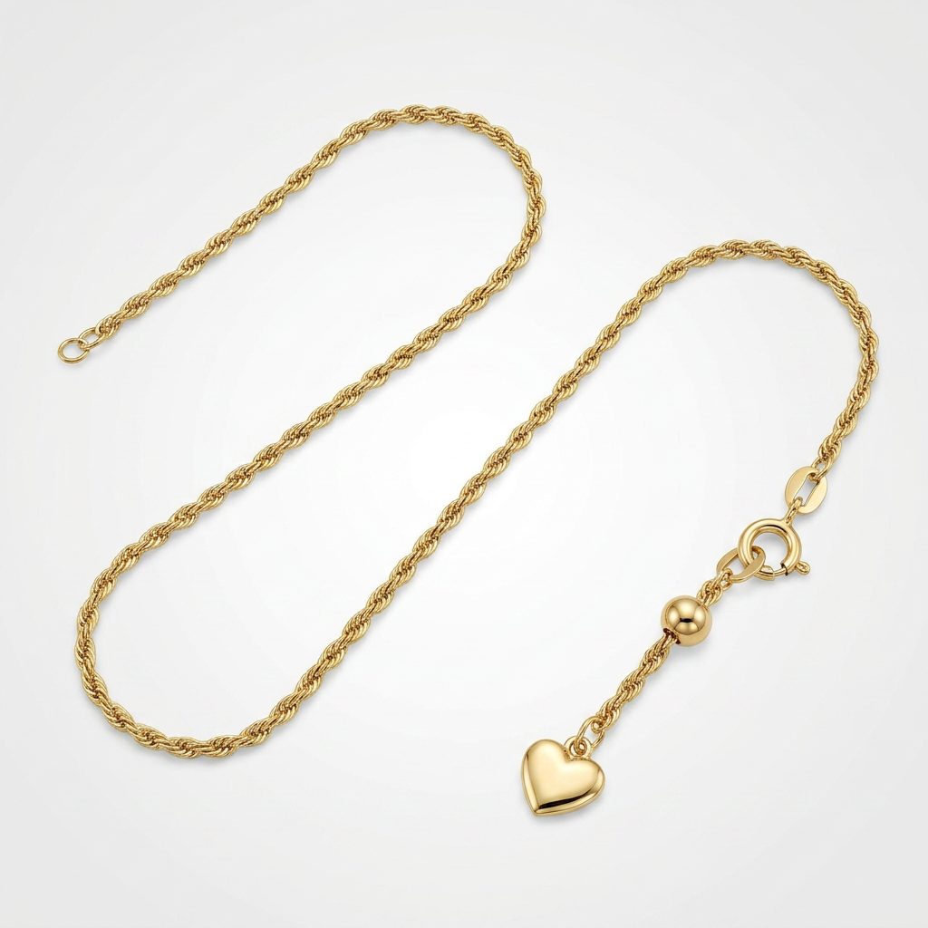 10k Yellow Gold Adjustable Rope Chain 1.0mm DestGlow