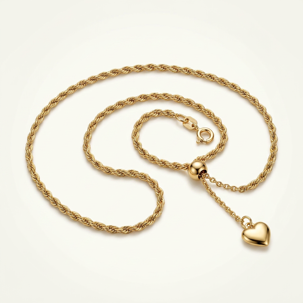 10k Yellow Gold Adjustable Rope Chain 1.0mm DestGlow