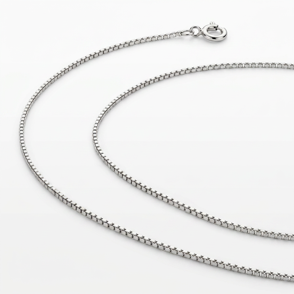14k White Gold Classic Box Chain 0.45 mm DestGlow