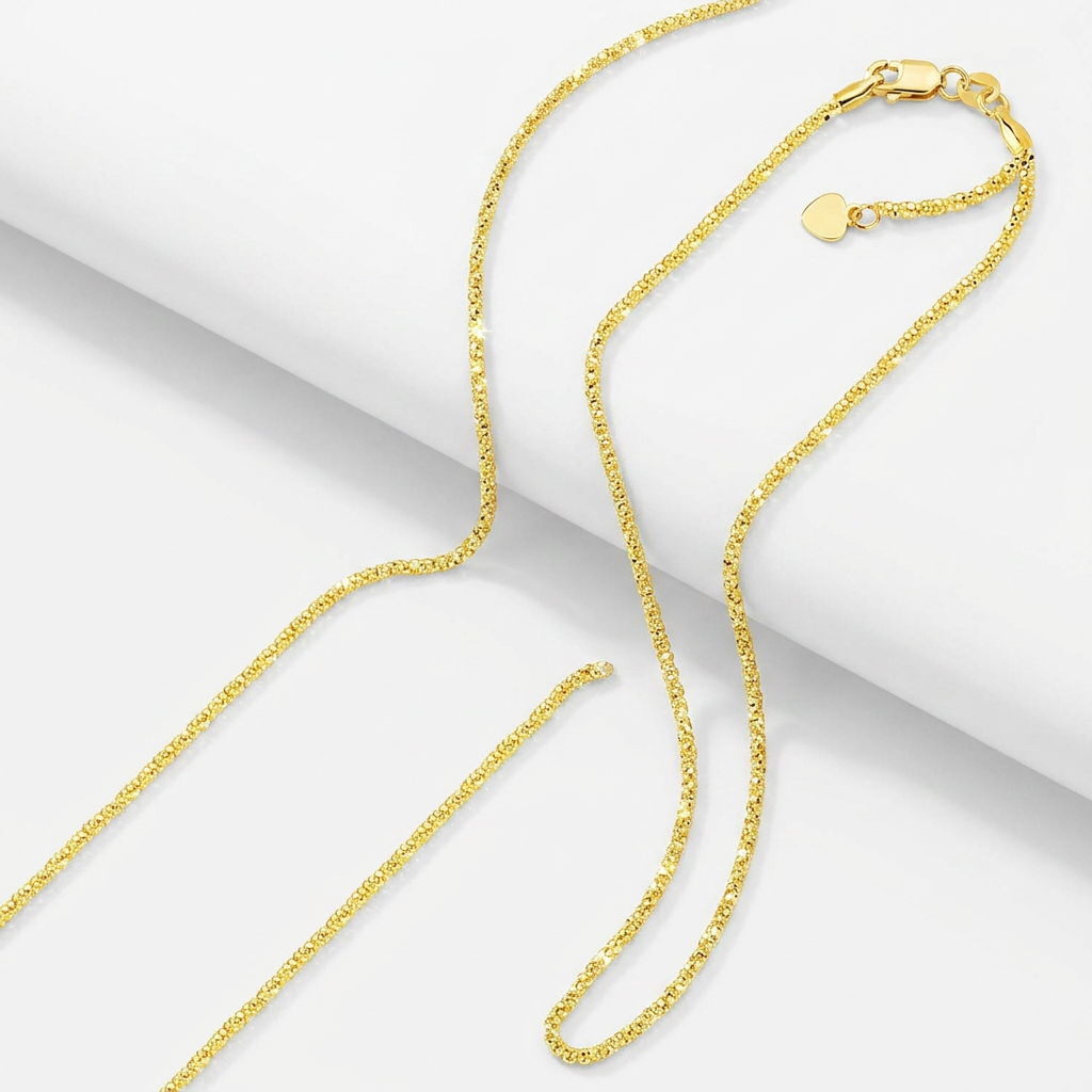 14k Yellow Gold Adjustable Sparkle Chain 1.5mm DestGlow