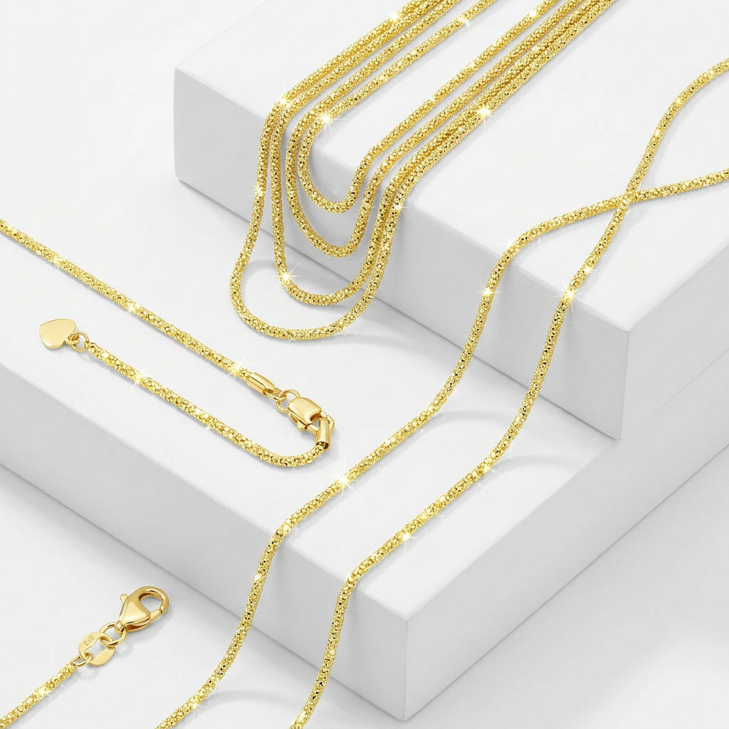 14k Yellow Gold Adjustable Sparkle Chain 1.5mm DestGlow