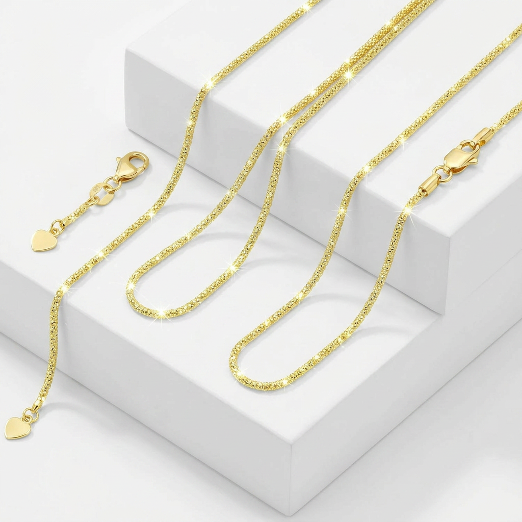 14k Yellow Gold Adjustable Sparkle Chain 1.5mm DestGlow