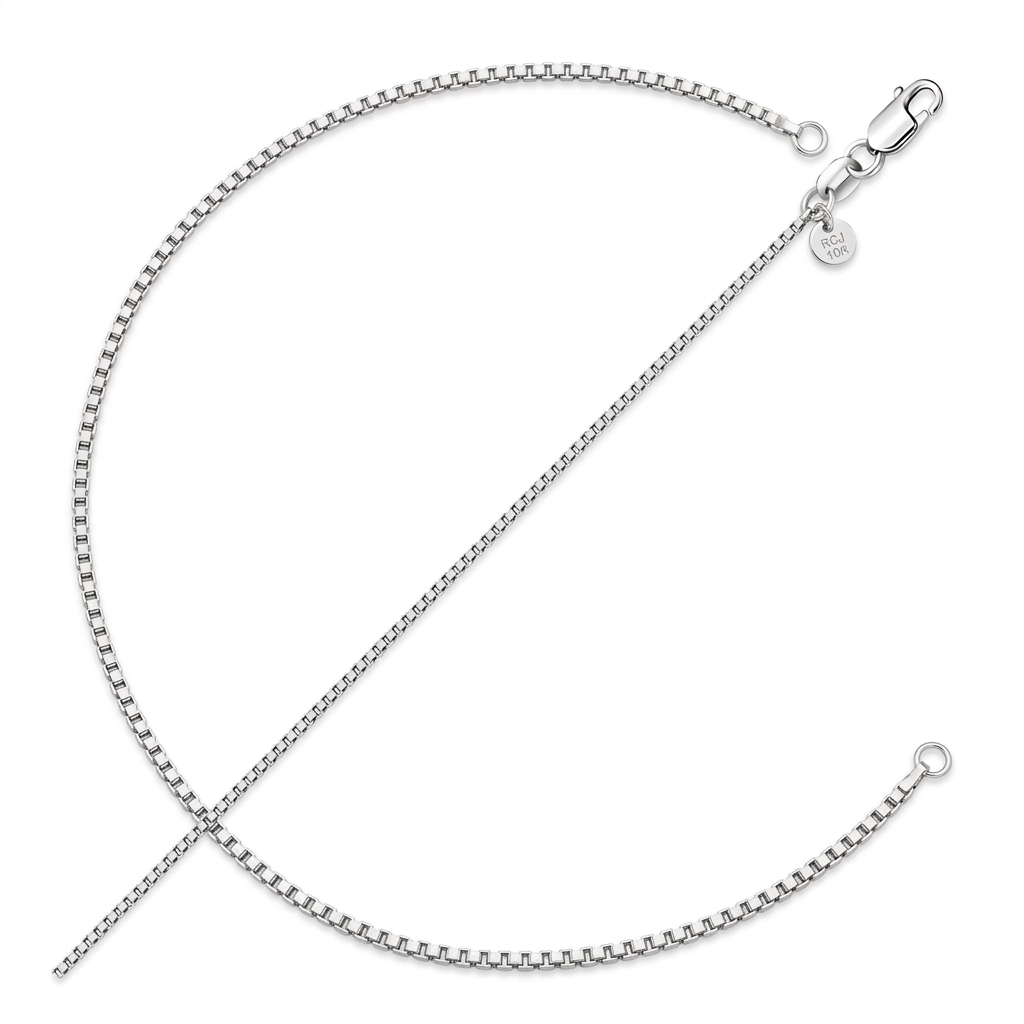 10k White Gold Classic Box Chain 0.8mm DestGlow