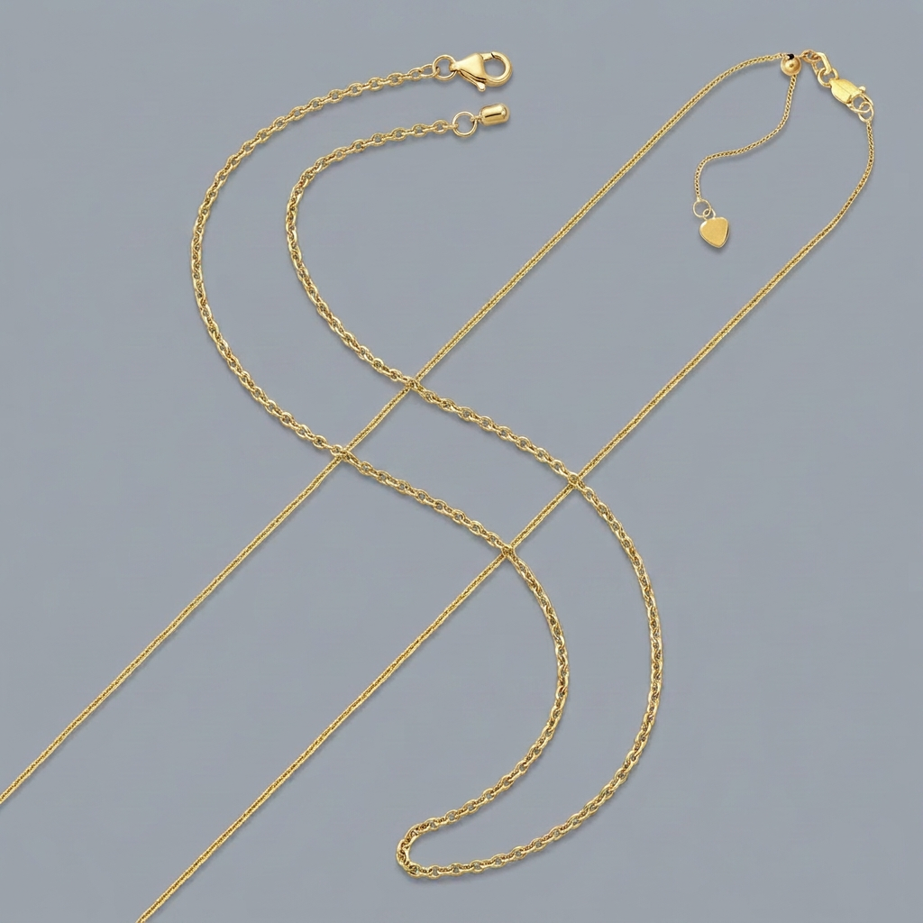 10k Yellow Gold Adjustable Cable Chain 0.9mm DestGlow
