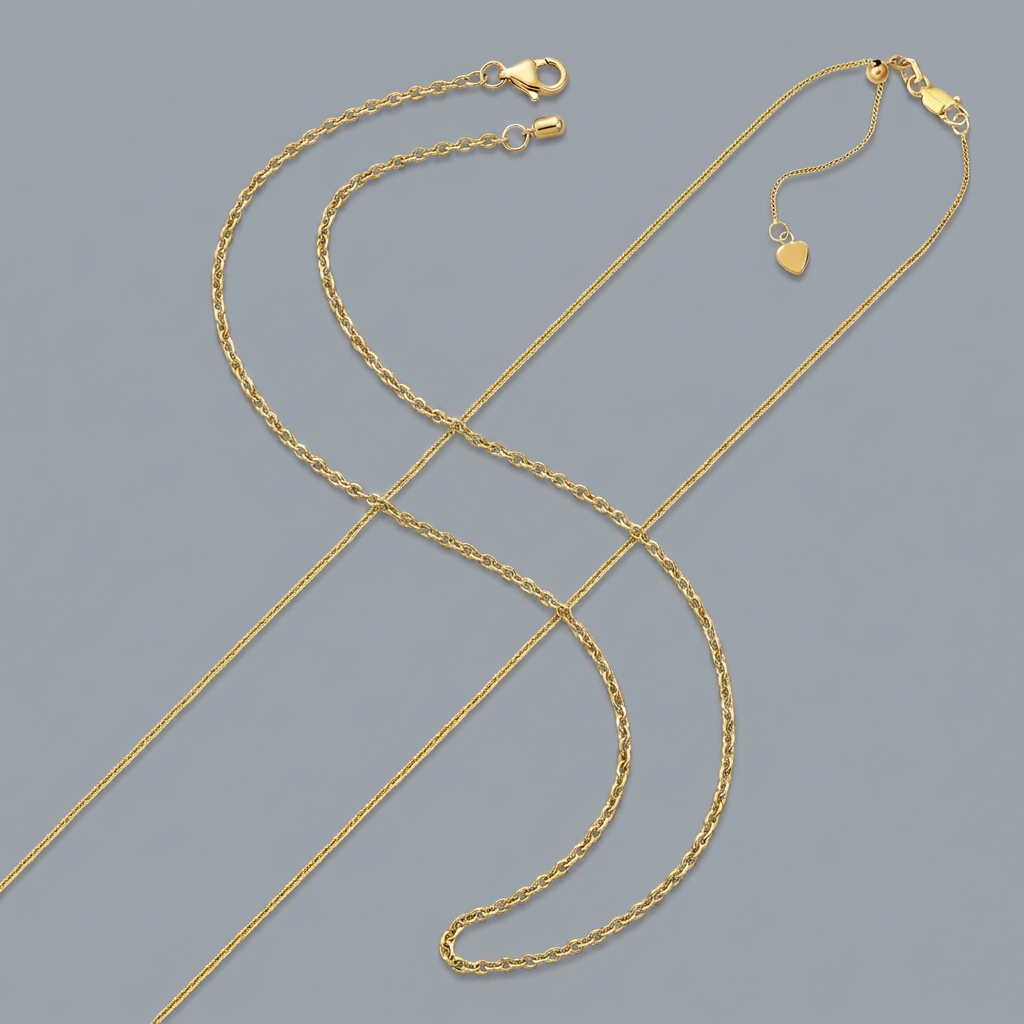 10k Yellow Gold Adjustable Cable Chain 0.9mm DestGlow