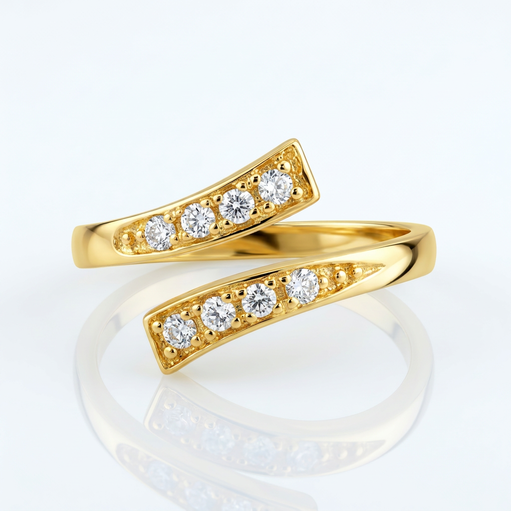 14k Yellow Gold Contemporary Cubic Zirconia Accented Toe Ring