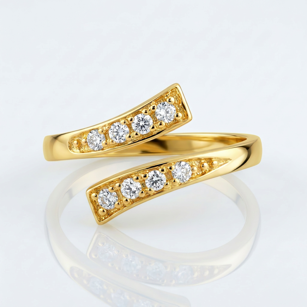 14k Yellow Gold Contemporary Cubic Zirconia Accented Toe Ring DestGlow