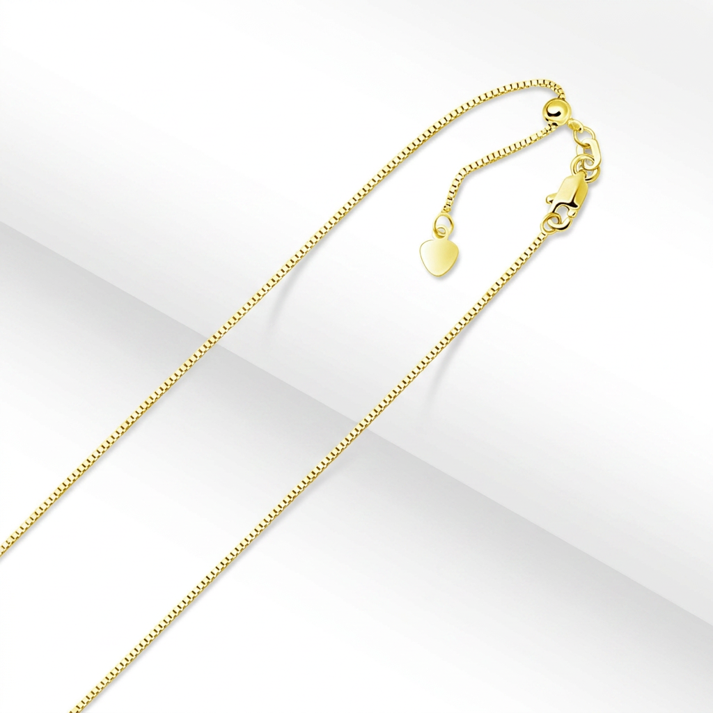 10k Yellow Gold Adjustable Box Chain 0.85mm DestGlow