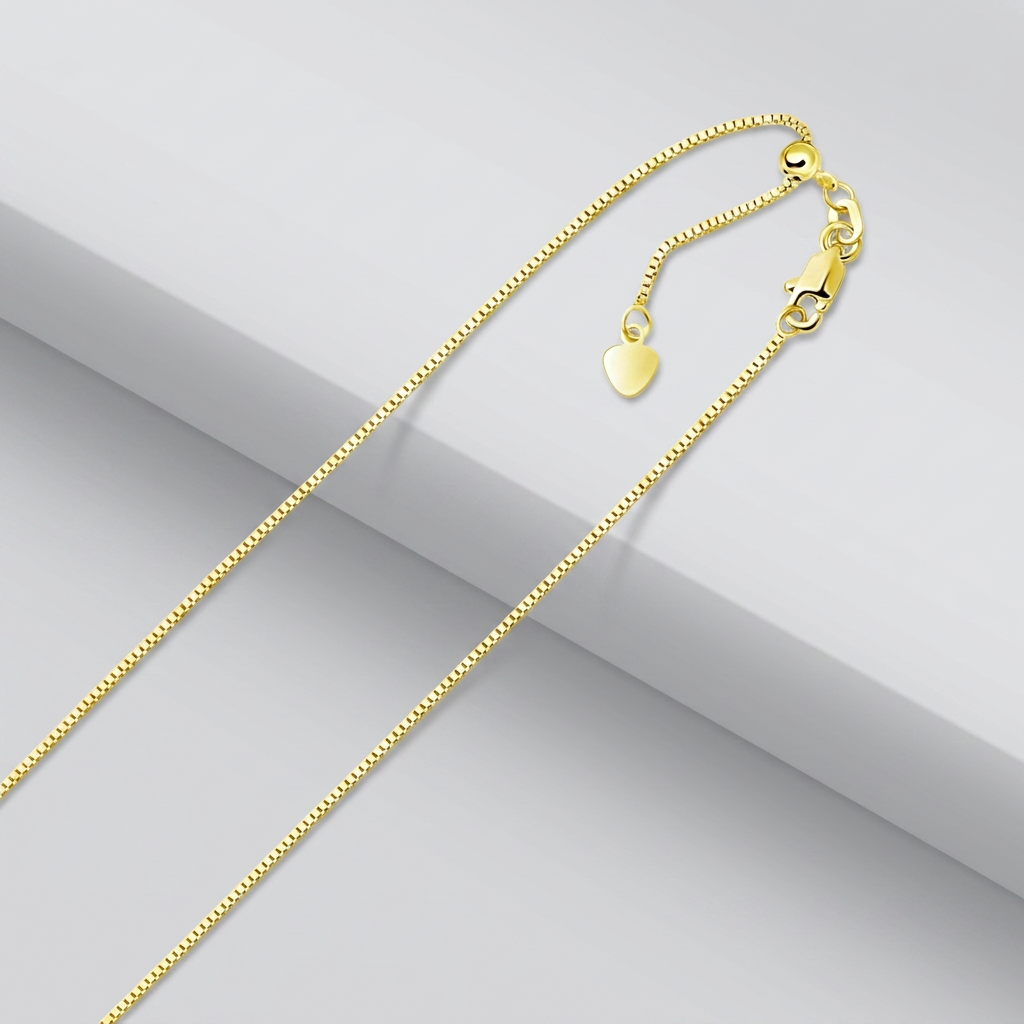 10k Yellow Gold Adjustable Box Chain 0.85mm