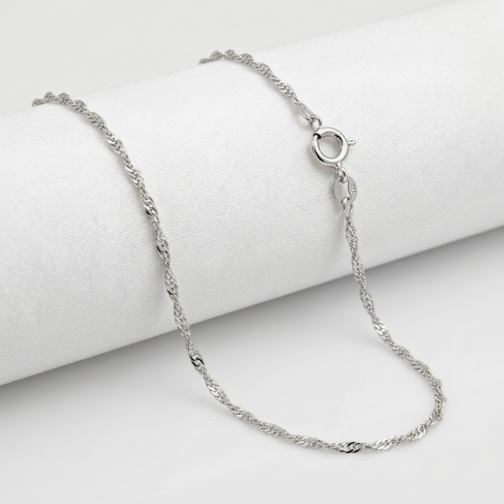 10k White Gold Singapore Chain 1.0mm