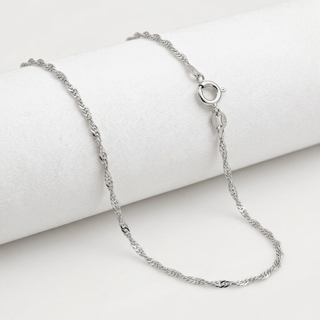 10k White Gold Singapore Chain 1.0mm DestGlow