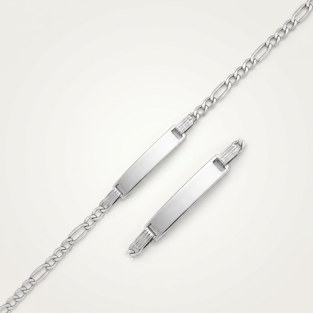 14k White Gold Figaro Chain Fancy Children&