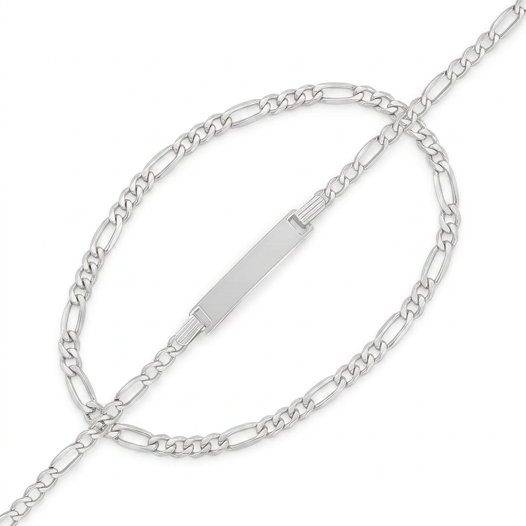 14k White Gold Figaro Chain Fancy Children&