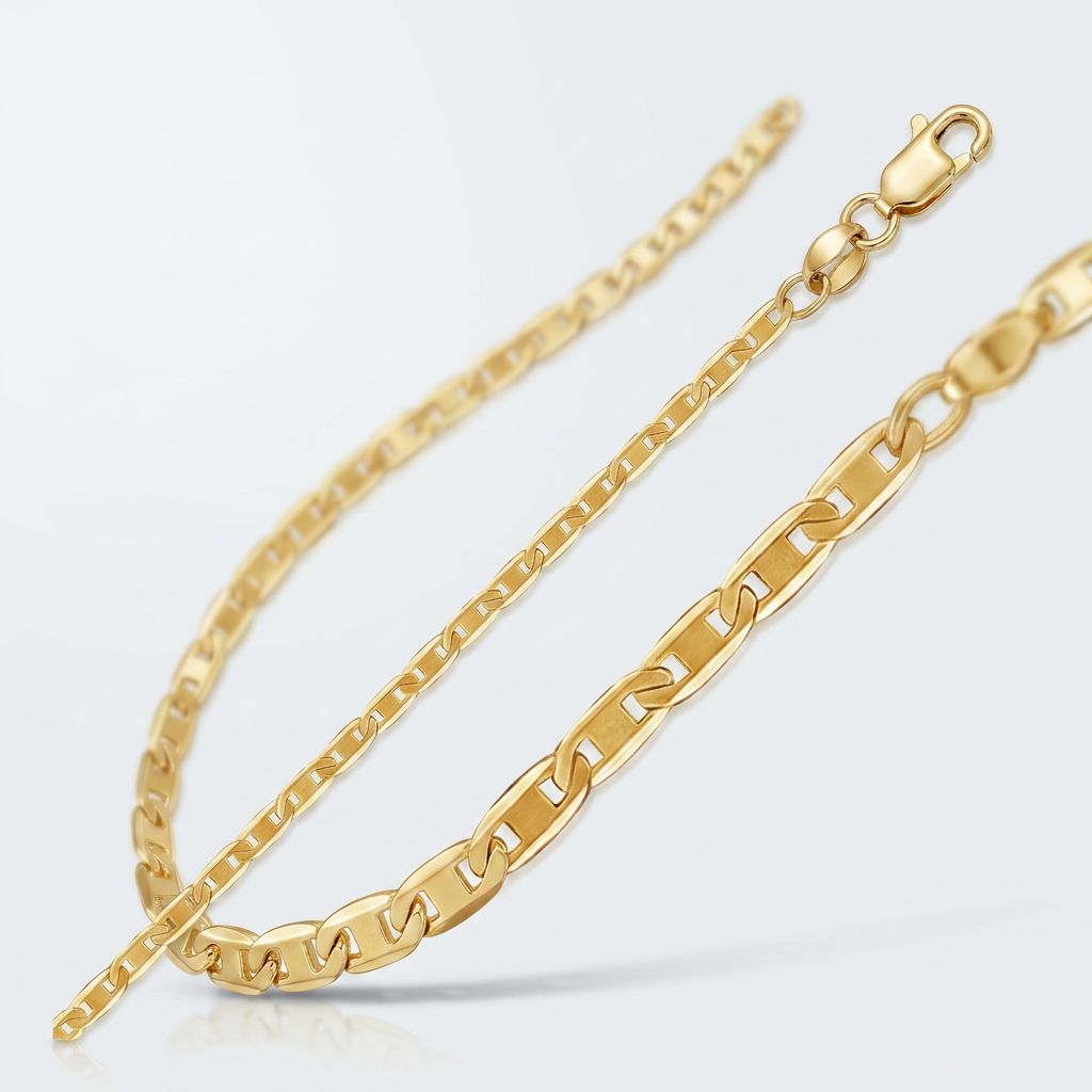 10k Yellow Gold Mariner Link Anklet 1.7mm DestGlow