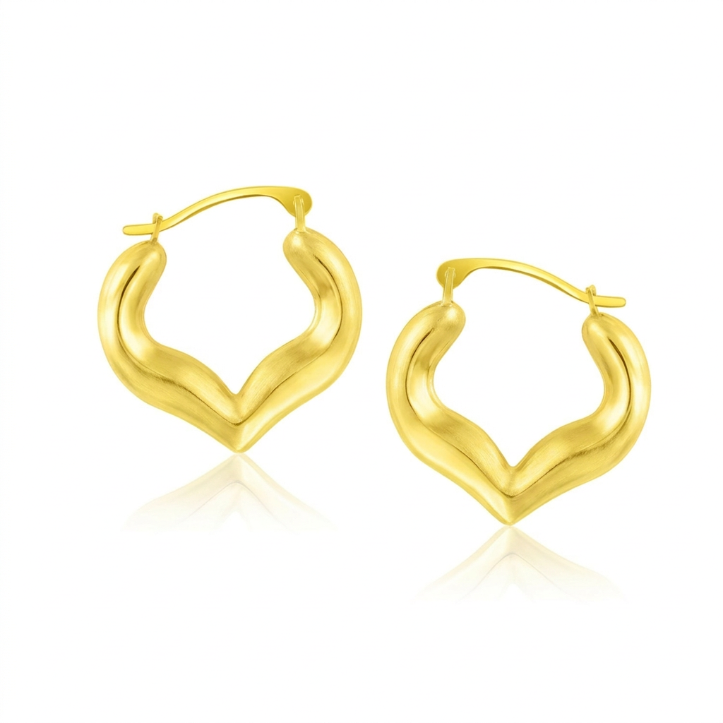 10k Yellow Gold Hoop Style Heart Shape Earrings