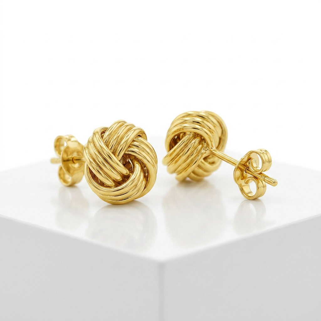 Love Knot Post Earrings in 14k Yellow Gold