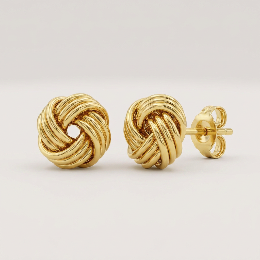 Love Knot Post Earrings in 14k Yellow Gold