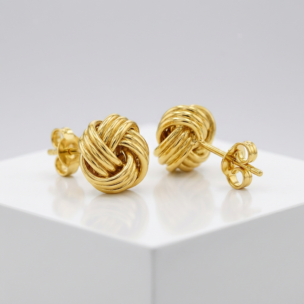 Love Knot Post Earrings in 14k Yellow Gold