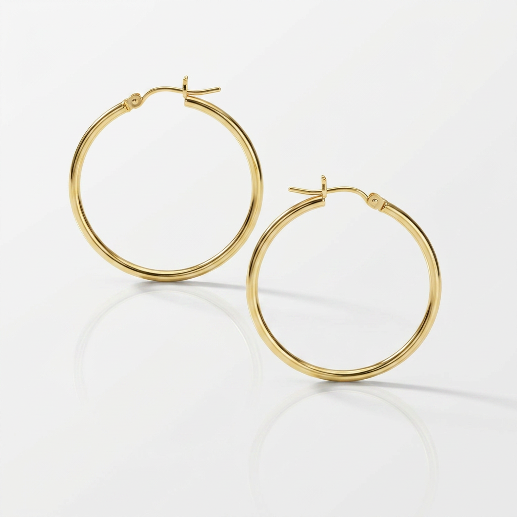 10k Yellow Gold Polished Hoop Earrings 25 mm