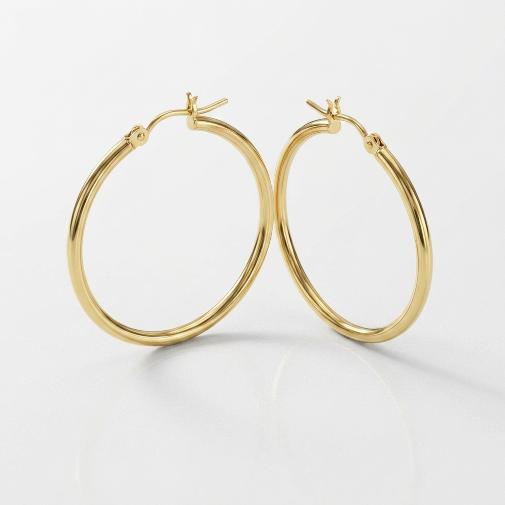 10k Yellow Gold Polished Hoop Earrings 25 mm